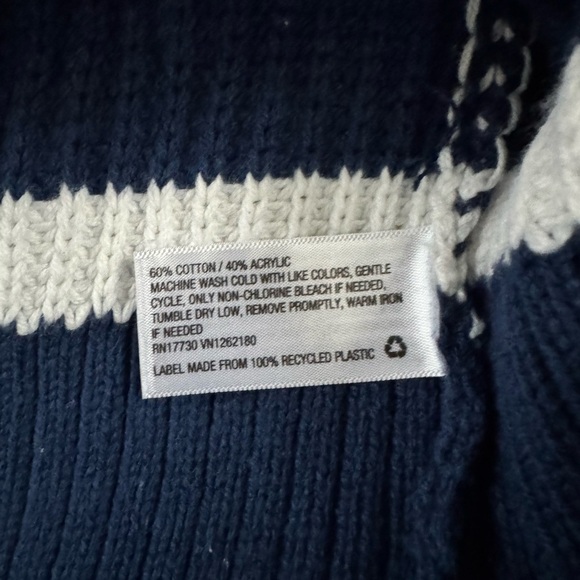 a new day Navy and White V-Neck Chunky Fall Sweater size Large - Picture 5 of 5
